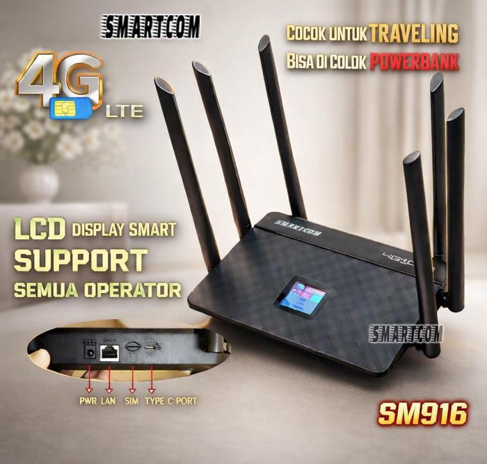 Modem Smartcom Promo Modem Wifi Router Sim Card 4G LTE SMARTCOM SM916 LCD ALL OPERATOR ...