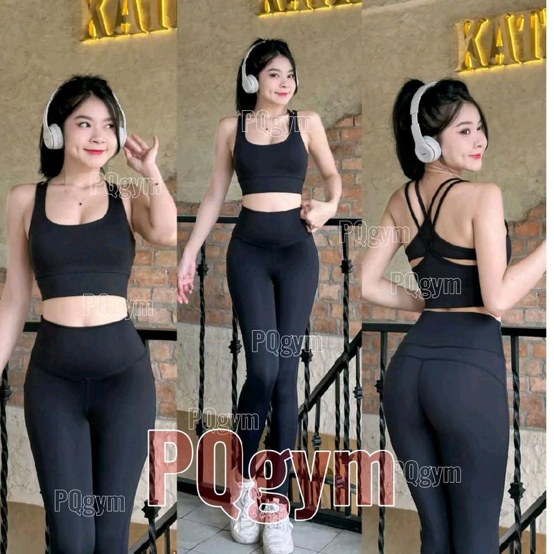 sét đồ tập gym-yoga phối 4 dây sau Quần Dài Cạp Cao Sport Chạy Bộ Tập Yoga Top thoáng khí thể thao nữ sang chảnh