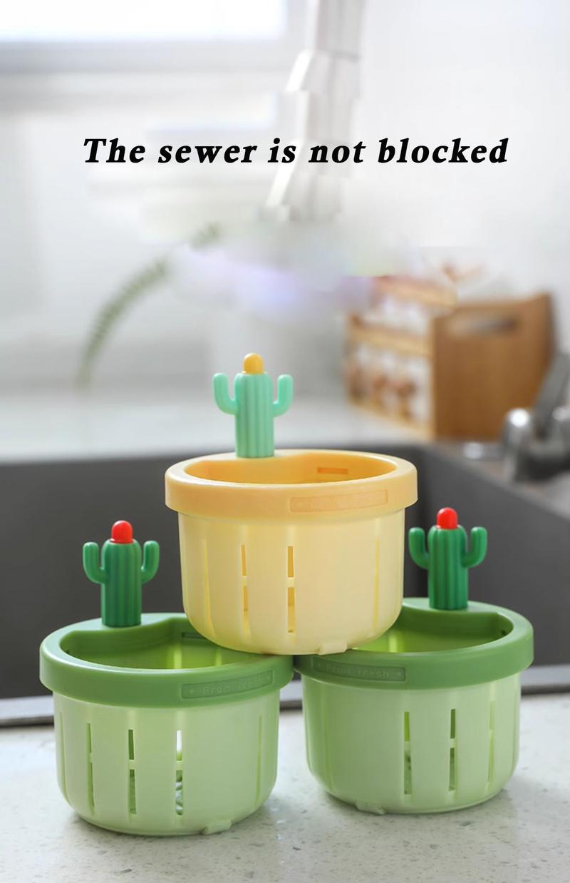 Product Introduction of Cactus Sink Filter Basket Home Kitchen Creative Drain Basket Sink Residue Filter Anti clogging Handheld Non dirty Hands 0