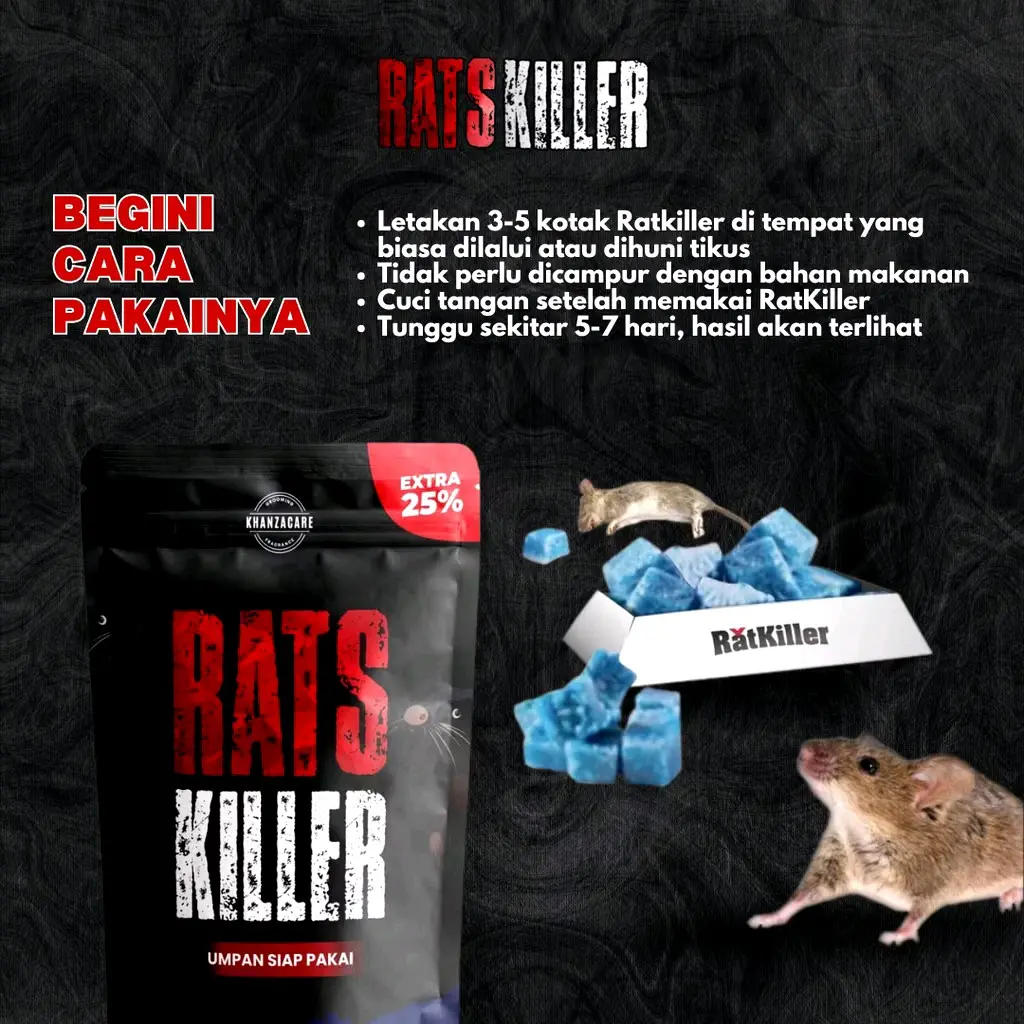 Ratskiller Racun Tikus Mati Kering Tanpa Bau 250gr Pembasmi