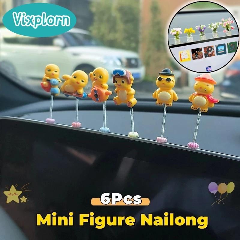 6PCS Mini Figure Nailong Dino Kuning Blocks Mainan Car Decoration Navigation Screen Electric Car Cute Decorations Lucu Dasbor Mobil - 6PCS(A)