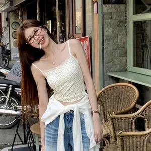 MoodStyle // BR1734 Atasan Tanktop Wanita Corak Bunga Elastis  Square Knit Fashion Korea - Rompi  Cewek Crop Kamisol Panjang