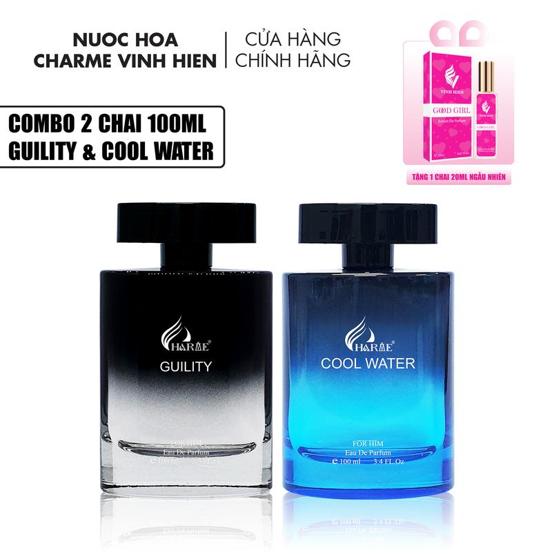  Combo 2 Chai Nước Hoa Charme GUILITY 100ml Và COOL WATER 100ml - Tặng 1 Chai 20ml - Cosmetic Xịt Thơm - H R V E 