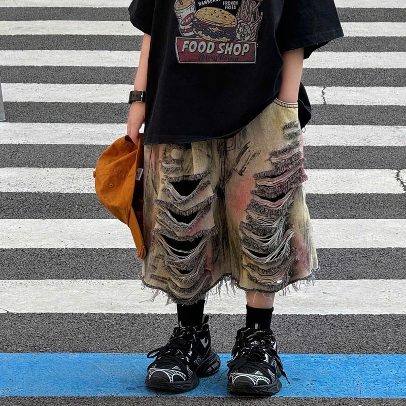 Quần Lửng Jean Form Vừa,Mặc Rộng Tăng 1 Size Rách Ngầu ZPT5025 Hàng FANFHU 15-45Kg 4 đến 11 tuổi Cho bé Trai và Gái