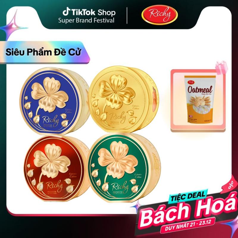   TẶNG BÁNH YẾN MẠCH  Richy lộc tổng hơp đủ các mẫu: Lộc vàng 156g hộp 4 màu  vàng xanh đỏ xanh lục   Lộc Mã Đáo   Đỏ Xanh  Richy Hoa Mai 100g - Tết 2026 
