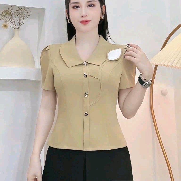 Áo nữ CỔ VUÔNG HOA TUY LÍP dáng ký giả gọn gàng 40/70 kg