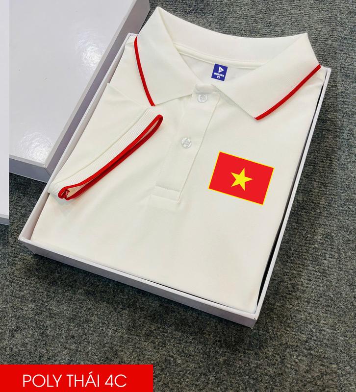 Áo thun POLO Việt Nam 50 năm giải phóng 30/4 ,vải poly thái 4 chiều cao cấp, mềm mịn nhẹ, thoát hút mồ hôi tốt, màu Trắng 0