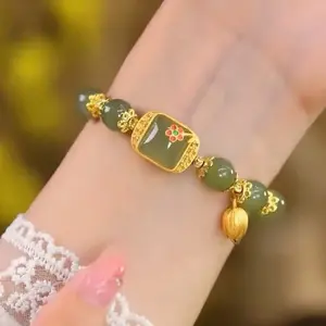 Gelang giok teratai import fashion wanita korea aksesoris elegan aesthetic