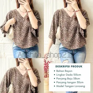 VINDY [01] BLOUSE || [B03108] ATASAN WANITA RAYON  MODEL TANGAN LONCENG BLOUSE V NECK TANGAN 7/8