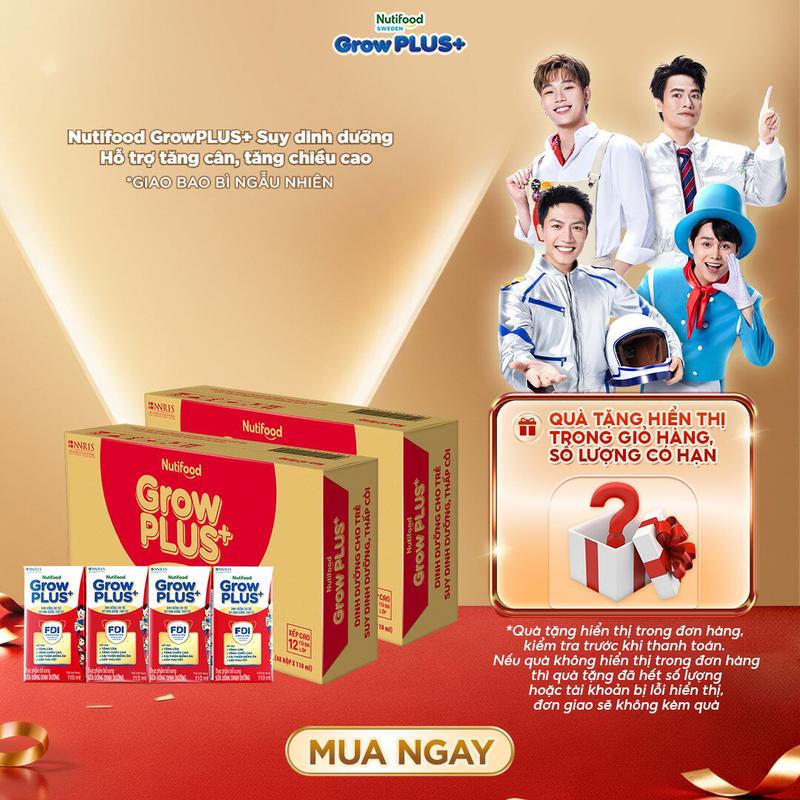   Creator   ÍT ĐƯỜNG CÓ ĐƯỜNG  Combo 2 thùng 48 hộp Sữa Bột Pha Sẵn Nutifood GrowPLUS+ Suy Dinh Dưỡng  Đỏ  Có đường  Ít đường 110ml - Tăng Cân Tăng Chiều Cao 