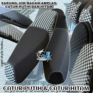 Sarung kulit jok motor bahan amplas pasir kombinasi CATUR PUTIH DAN CATUR HITAM