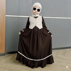 GAMIS ELLEA 2 IN 1 Bahan RAYON TWILL Premium Anak Usia 2-11 Tahun Tanpa Hijab Baju Muslim Anak Perempuan Elegan