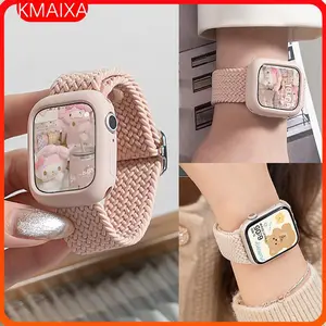 Tali Jam Tangan Braided Nylon Elastic Strap Band for Apple Watch Ultra 3/2/1 49mm iWatch Series 11 10 1 2 3 4 5 6 7 8 9 SE 3/2/1 41mm 45mm Adjustable Colorful Belt Bracelet Metal Buckle Accessories 38mm 40mm 42mm 44 mm SmartWatch