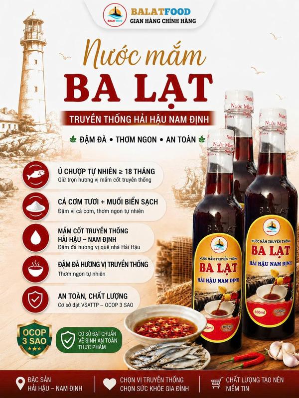 Nước Mắm Truyền Thống BALAT FOOD 30 Đạm Đặc Sản Hải Hậu Nam Định - Nướ