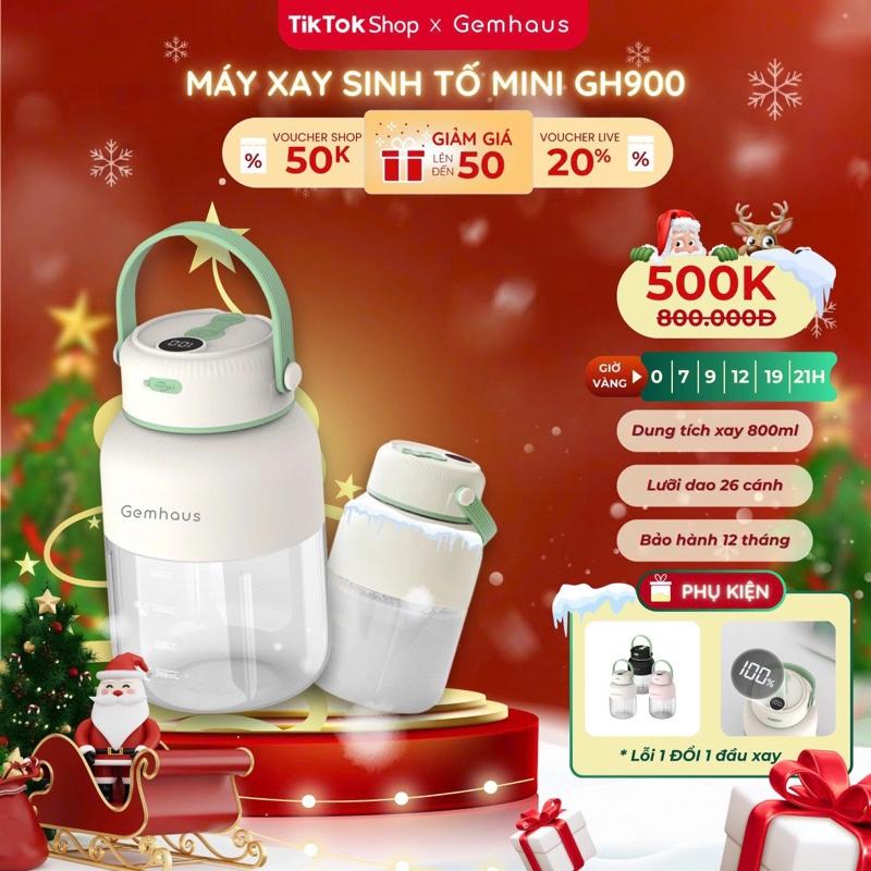   Vn  Máy xay sinh tố dùng pin sạc mini GEMHAUS GALAXY GH900 dung tích xay 800ml dung tích đựng 1100ml kèm nắp đậy có quai cầm và ống hút bảo hành 12 tháng hiển thị pin trên màn hình 
