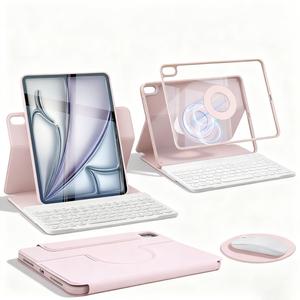 SPALLO Funda con Teclado Magnético para iPad Pro M5 2025, Compatible con iPad A16 11ª, 10ª Gen & iPad Air 7ª 2024, 6ª, 5ª, 4ª Gen - 360 Rotable - Funda con Teclado Inalámbrico y Ratón para iPad 2022, 2021, 2020, 2019