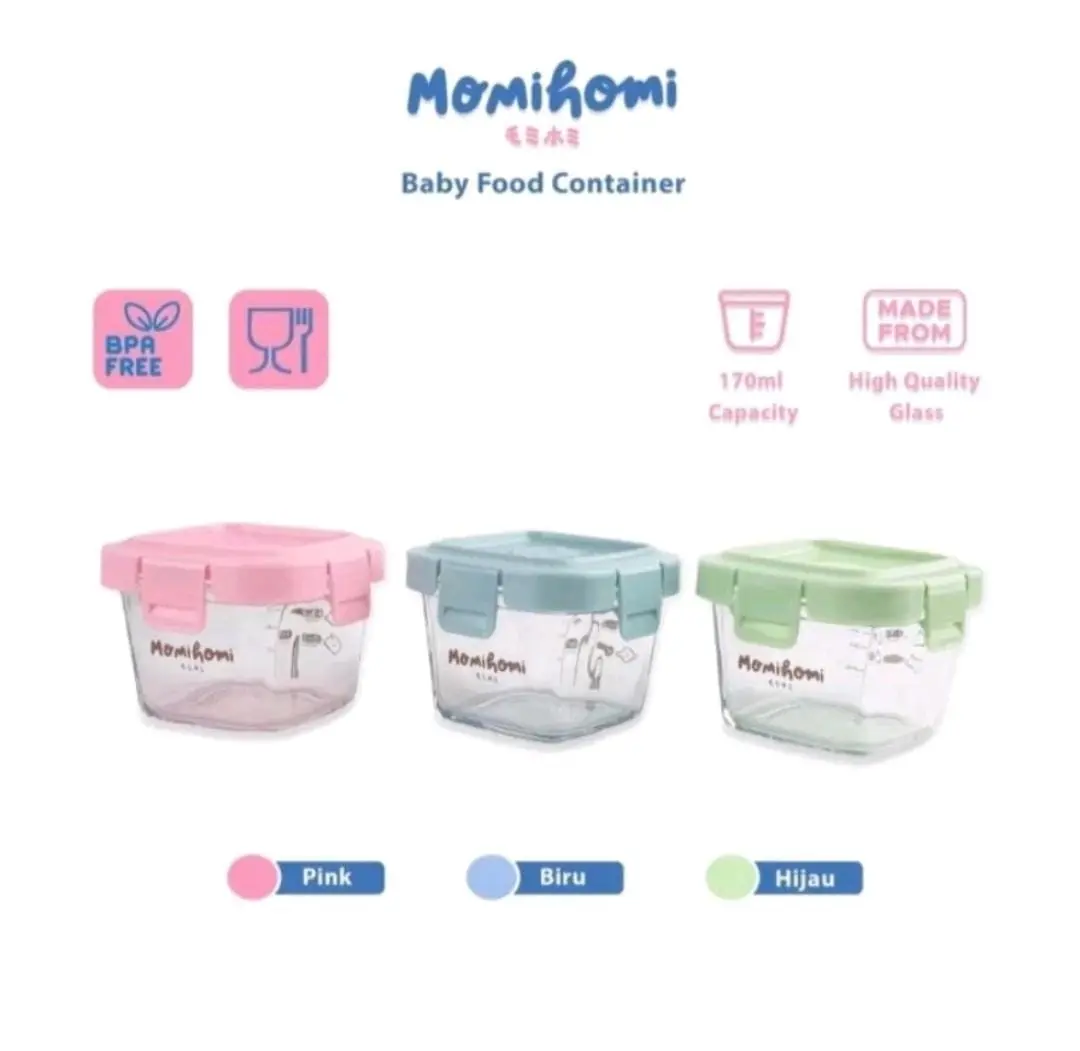 MOMIHOMI FOOD CONTAINER GLASS / WADAH KACA PENYIMPANAN MPASI BAYI