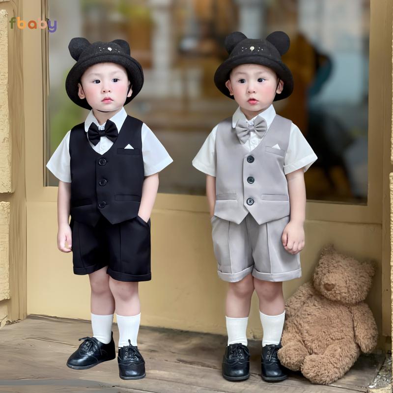 Set Bộ Gile Fbaby Kèm Áo Sơ Mi, Nơ Mặc Đi Tiệc, Sinh Nhật Hàng Thiết Kế Cao Cấp