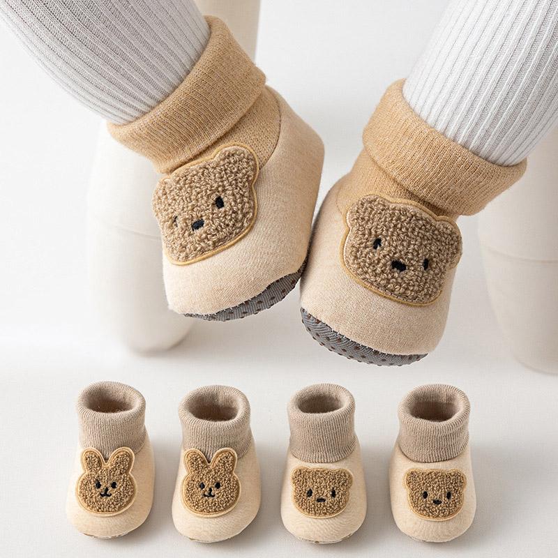 Giày tất cho Em Bé Thiết kế hình thỏ gấu dễ thương ấm áp mùa đông chống trượt thích hợp cho trẻ Sơ Sinh bé trai và bé gái giày đi trong nhà giày đi bộ trong nhà giày cho trẻ mới biết đi