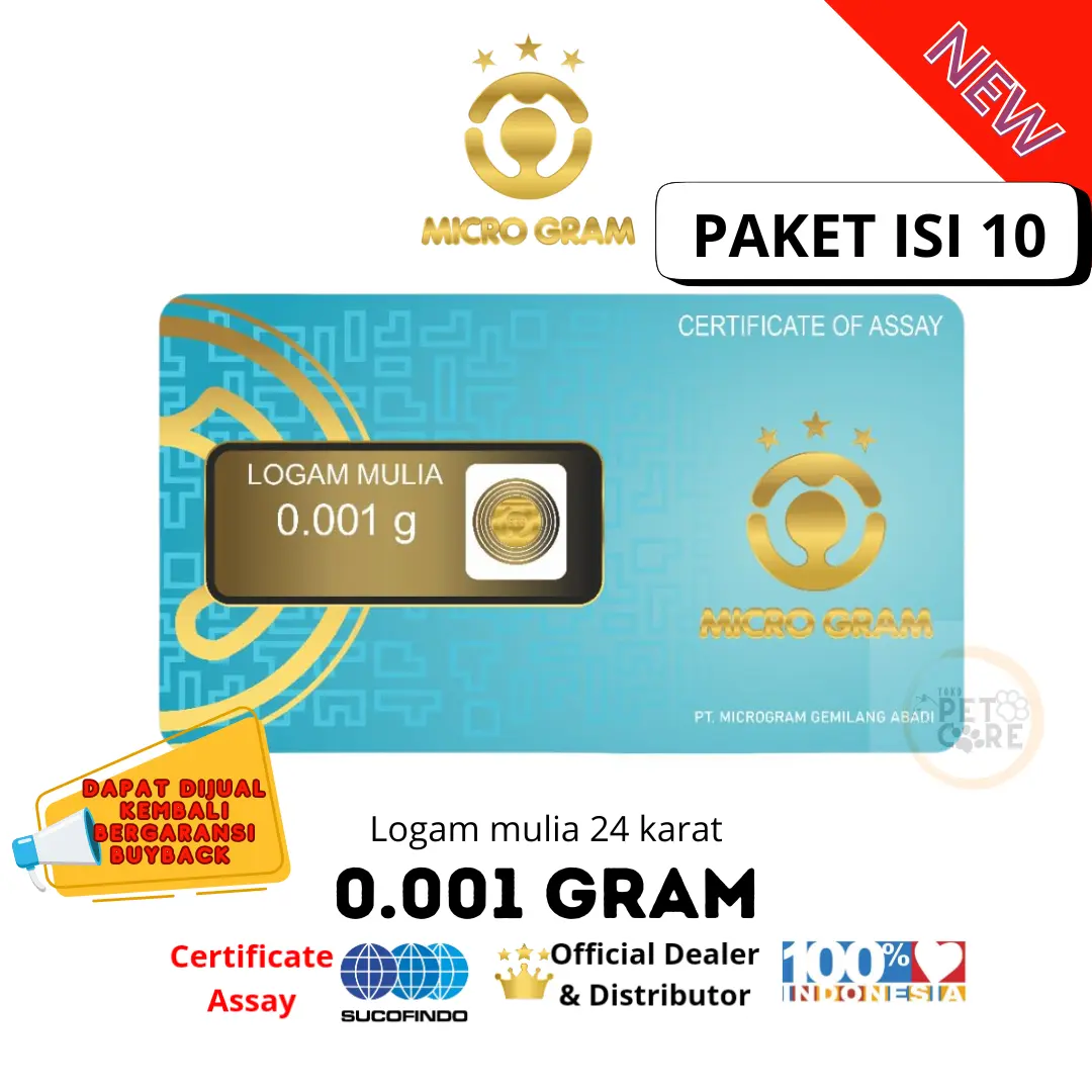 MICROGRAM 0.001GRAM PAKET ISI 10PC LOGAM MULIA EMAS MINI Gold