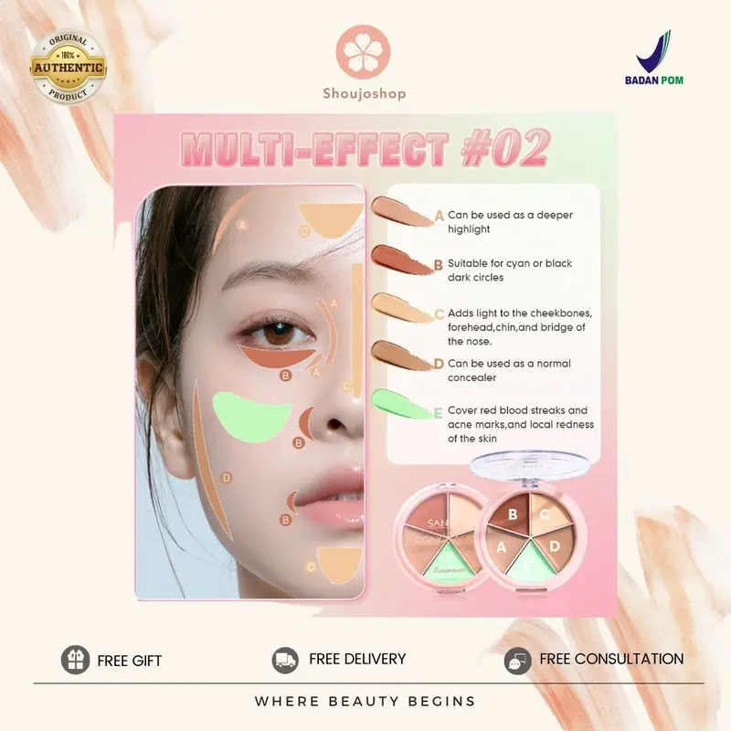 SANIYE Palet Concealer Anti Air 5 Warna Seamless Full Cover Face Concealer R1179 2