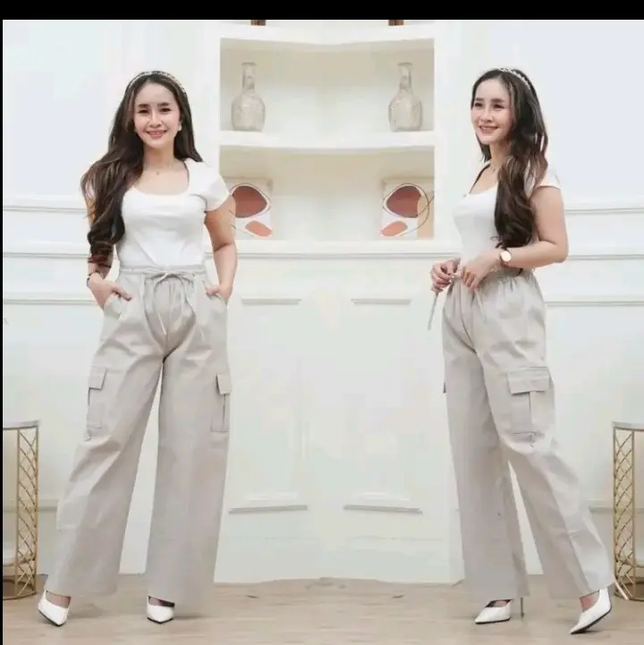 Celana haigwast kulot cargo wanita