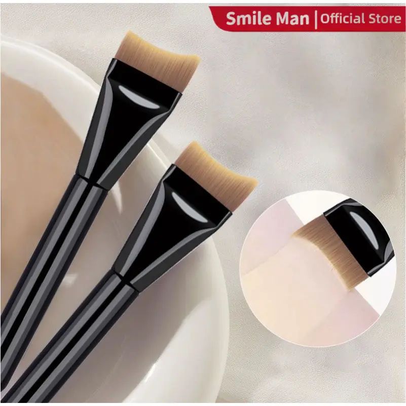 Kuas Foundation Profesional Kepala Datar Bentuk Bulan Ultra Tipis Bulu Lembut Alat Make Up Serbaguna Blending Foundation Cair Dan Concealer Praktis