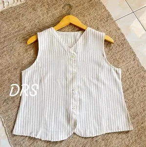 Madie Vest Top Waistcoat Rompi Korean Style Tanpa Lengan Wanita Outer Atasan Basic Panjang Hitam Singlet Kain Semiwoll Halus Nyaman