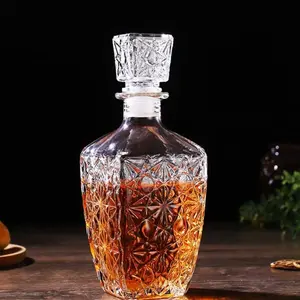 One Two Cups Decanter Glass Bottle Liquor Scotch Diamond 750ml - C04 - Tinari
