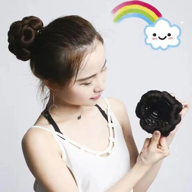 Tóc Giả Búi Tóc Donut Chignon Tổng Hợp, Phong Cách Vogue, Cho Nữ, Với Búi Tóc Chín Hoa, Kẹp Tóc Càng Cua, Tóc Nối 8