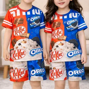 (bisa cod) READY SETELAN ANAK JERSEY GAMBAR UNIK KFC YUPI SNAK MIE GORENG MIE SOTO ES CREM /  CEWEK COWOK BISA PAKAI