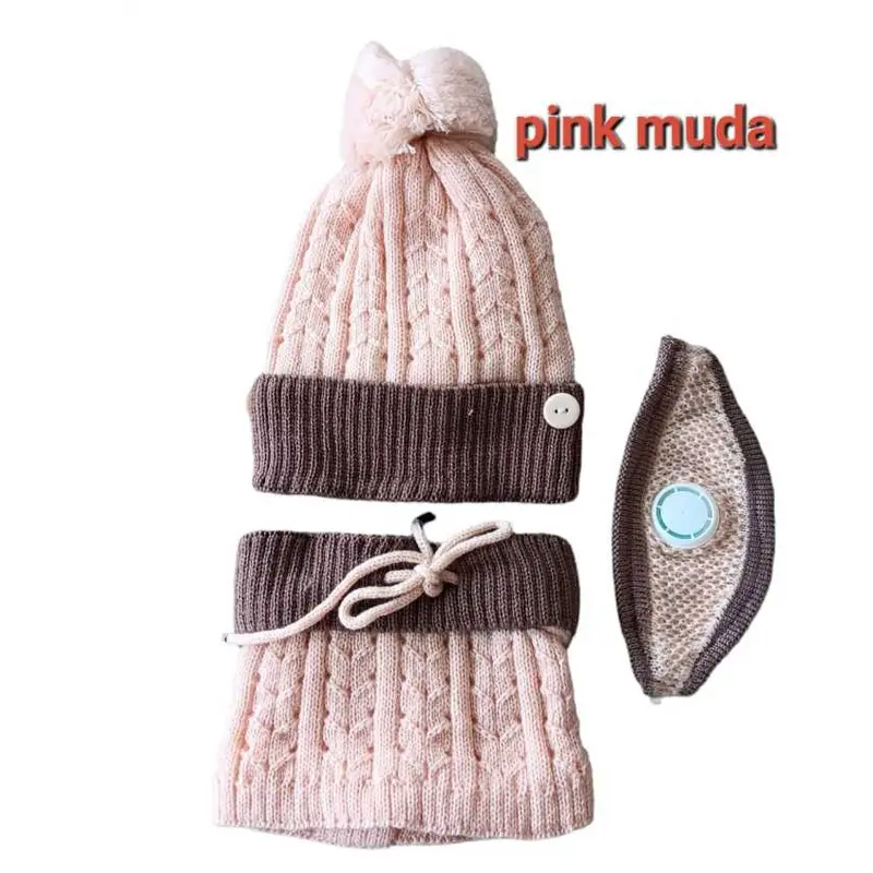 Kupluk Syal Masker 3 In 1 Khusus Wanita Korean Style Untuk Cuaca Dingin Import 8