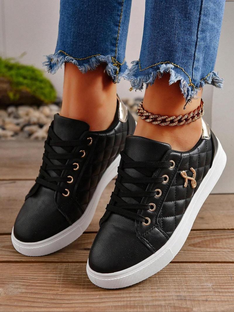 Product Introduction of Women's Fashionable Lace Up Sneakers, Casual Comfortable Sports Shoes for Daily Wear, Female All-match Round Toe Shoes for Spring & Fall 5
