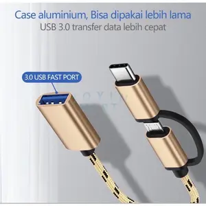 OTG 2 In 1 Dinami Micro Type C Fast Transfer OTG Flash Disk Mouse /  Kabel OTG Micro / Adaptor OTG 2in1 USB Micro & Type-C / Kabel OTG Type-C