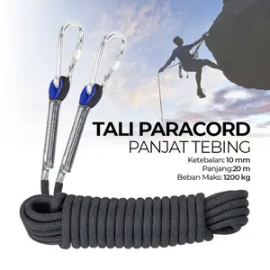 Tali Paracord Panjang Tebing Climbing Rope 10mm 20 Meter with Steel Buckie P4