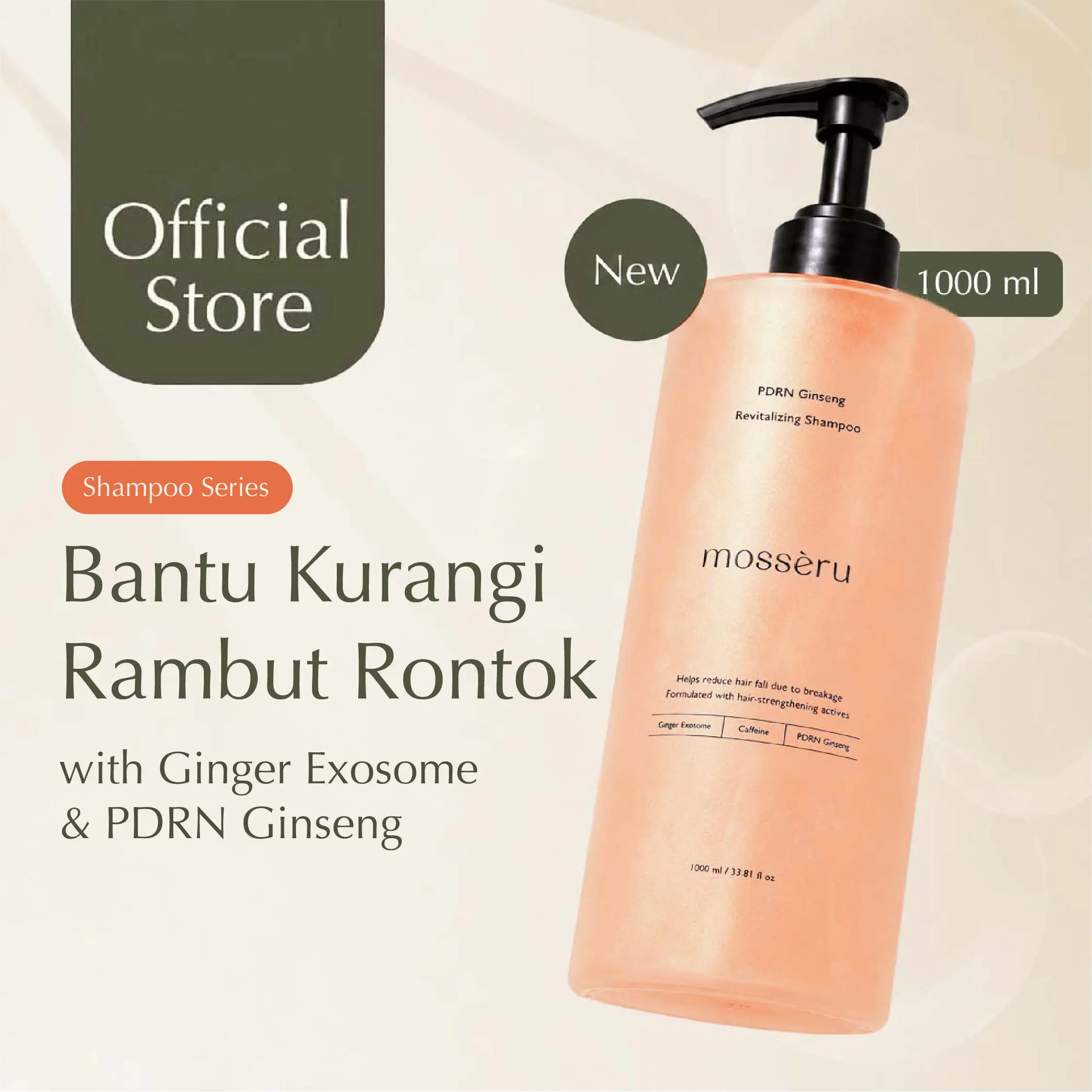 MOSSÈRU - Hair Fall Treatment Shampoo and Revitalizing with PDRN Ginseng ( Perawatan Kesuburan Rambut & Bantu Kurangi Rambut Rontok ) | Rambut Tipis