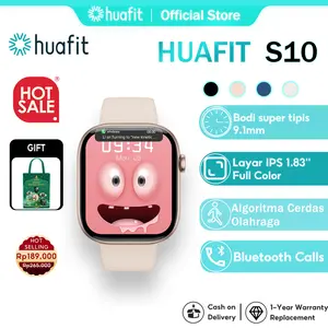 【COD】Huafit S10 Jam Tangan Smartwatch | Layar Penuh IPS 1.83'' | Tahan Air IP68 | Super Tipis 9.11mm | Panggilan Bluetooth | Pemantau Kesehatan 24 Jam | Pencatatan siklus menstruasi wanita | Cocok untuk wanita, dapat dipadukan dengan berbagai pakaian.