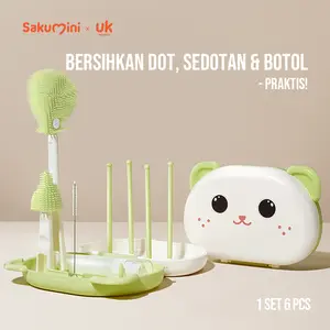 Sakumini 6in1 Travelling Bottle Brush Kit Sikat Pembersih Botol Dot Sedotan Multifungsi Silikon