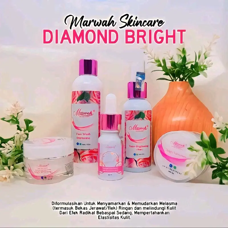 Semua Paket Marwah Skincare krim malam klinik untuk anti aging flek hitam dan kerutan mencerahkan kulit agar wajah glowing putih memudarkan flek hitam noda hitam menyamarkanbekas jerawat yang membandel Mengencangkan Platinum diamond bright tea tree 3