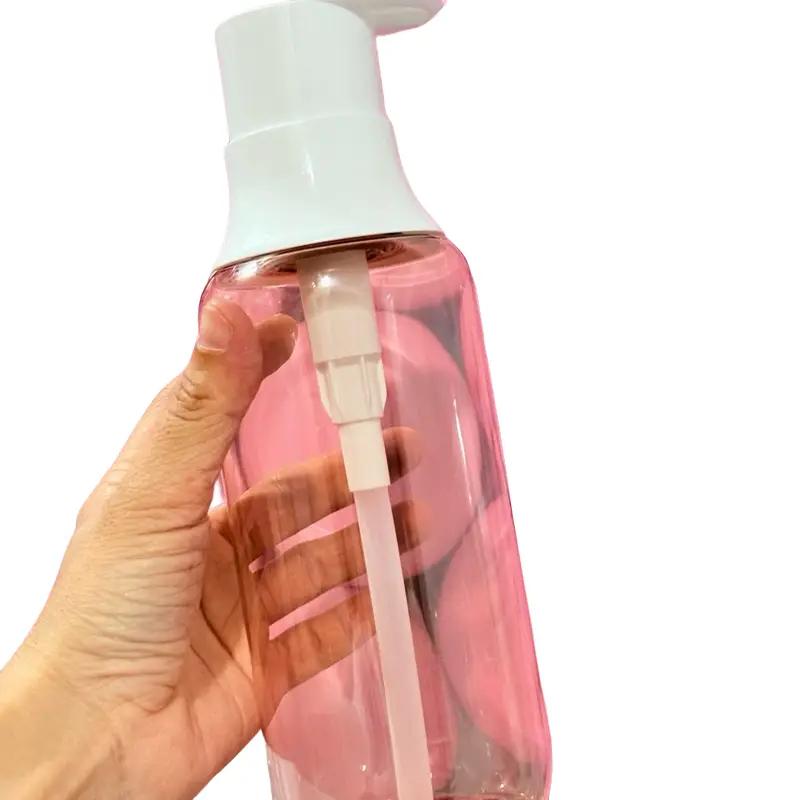 Chai PET 500ml màu hồng cam có vòi nhấn đại | Chai nhựa đựng dầu gội sữa tắm lotion nước rửa tay cực xinh đựng kem body