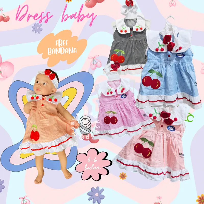 [P-039] Dress Bayi (0-6 bulan) / Dress Bayi Perempuan Cewek 0