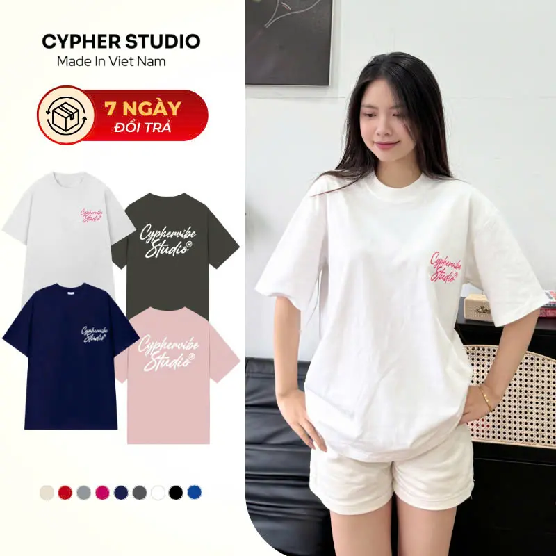 AP08 Áo Thun CYPHER Unisex- Cyphervibe Cotton 260GSM Tay Lỡ Form Rộng NAM NỮ Menswear Womenswear Cổ tròn