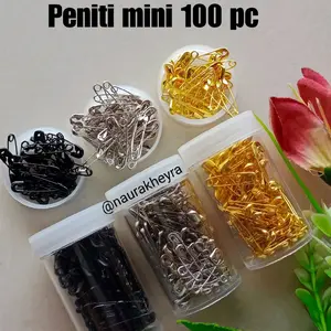 100 200 300 pc peniti hijab mini 2 cm hitam silver gold