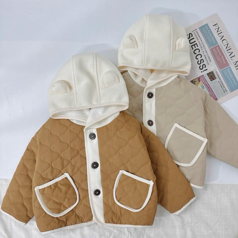 [BeHan] Áo phao trần bông mũ liền chất phao lì dày ấm cho bé trai bé gái -A24B26