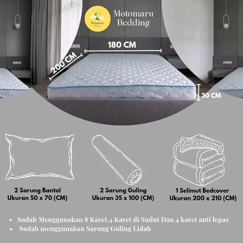 Motomaru - Bed Cover Full Set + Sprei 180cm x 200cm - TINGGI 30 CM - MOTIF CRAYOLA 1