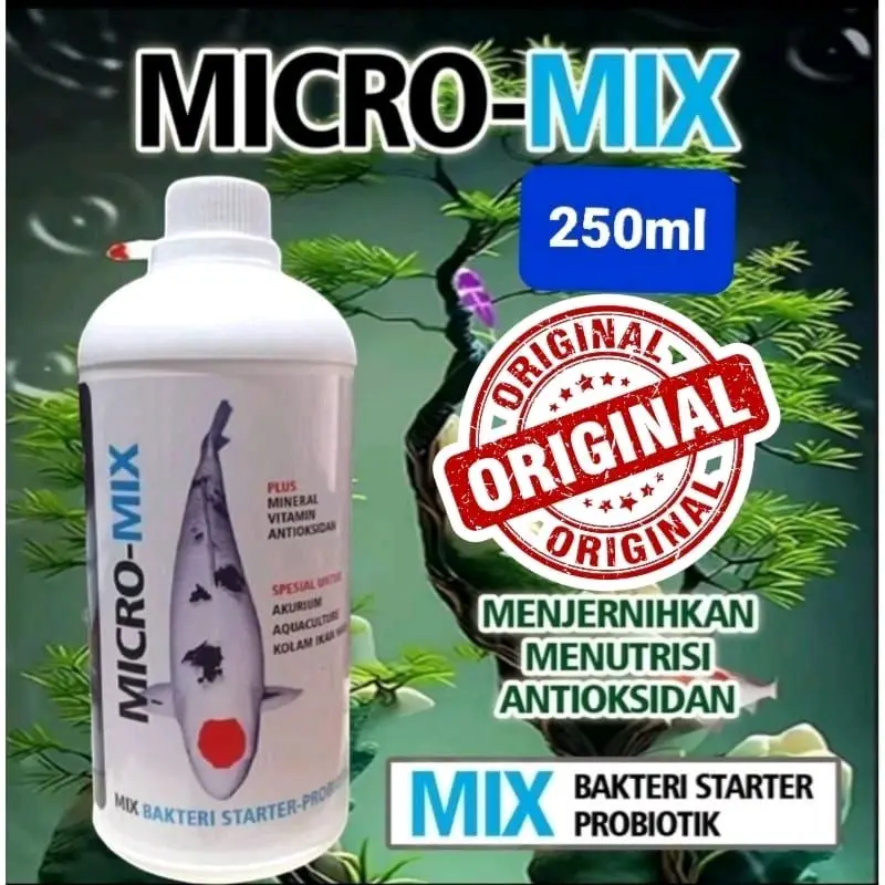 Micro-Mix 250ml. Bakteri Starter Probiotik untuk Aquarium dan Kolam Ikan - Pengurai Amonia, Penjernih Air, plus vitamin dan antioksidan 1