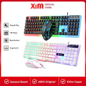【Xim PC】Kombo Keyboard & Mouse Gaming - Lampu RGB Stylish! Keyboard Mekanikal Berkualitas Tinggi