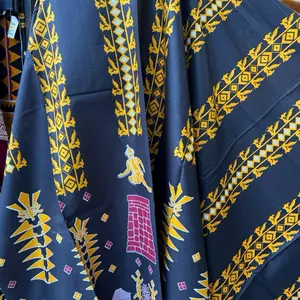 Kain Batik Nias Katun Motif Mahkota Baru Hitam 2meter