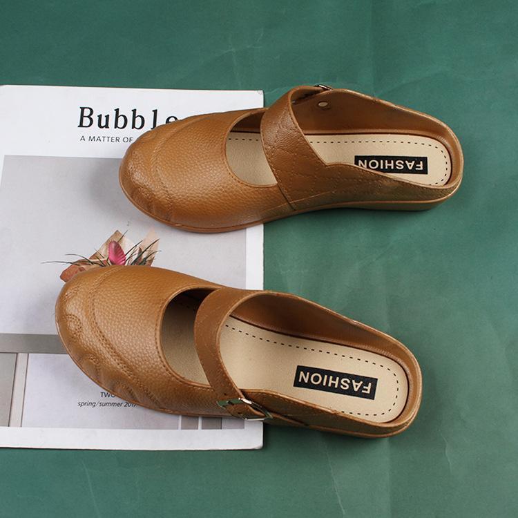Product Introduction of Smartchoice* Women New Half Shallow Mouth Strap Rounded Toe Flat Sandals sandal getah 19