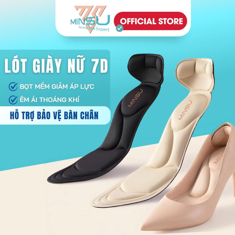 Lót Giày Nữ 7D MINSU M2301 Bảo Vệ Êm Chân Chống Trầy Thốn Gót Chống Rộng Rớt Gót Cho Giày Cao Gót Thể Thao Búp Bê